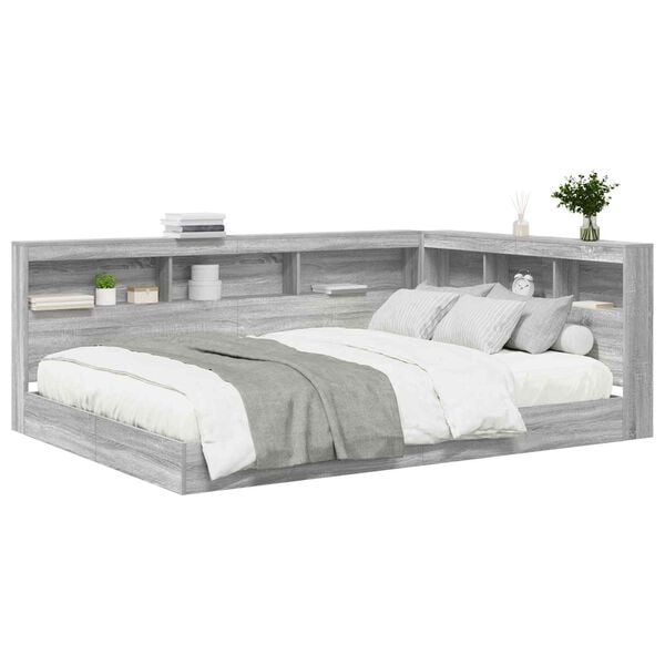 vidaXL Bookcase Bed Grey sonoma 140 x 200 cm Engineered wood