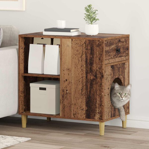 vidaXL Cat House Old Wood 72 x 42.5 x 70 cm Engineered Wood