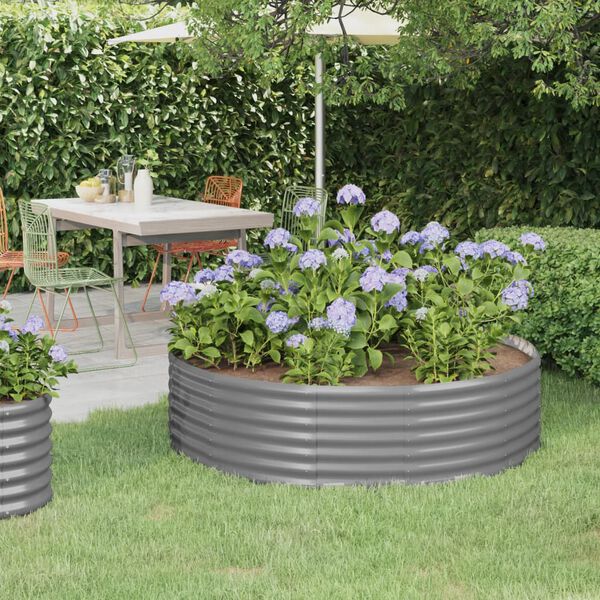vidaXL Garden Raised Bed Galvanised Steel 140x140x36 cm Grey