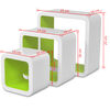 3 White-green MDF Floating Wall Display Shelf Cubes Book/DVD Storage