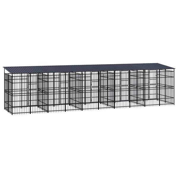 vidaXL Outdoor Dog Kennel with Roof Steel 18.43 m&sup2;