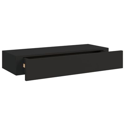 vidaXL Wall-mounted Drawer Shelf Black 60x23.5x10cm MDF