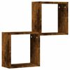 vidaXL Wall Cube Shelves 2 pcs Smoked Oak 30x15x30 cm