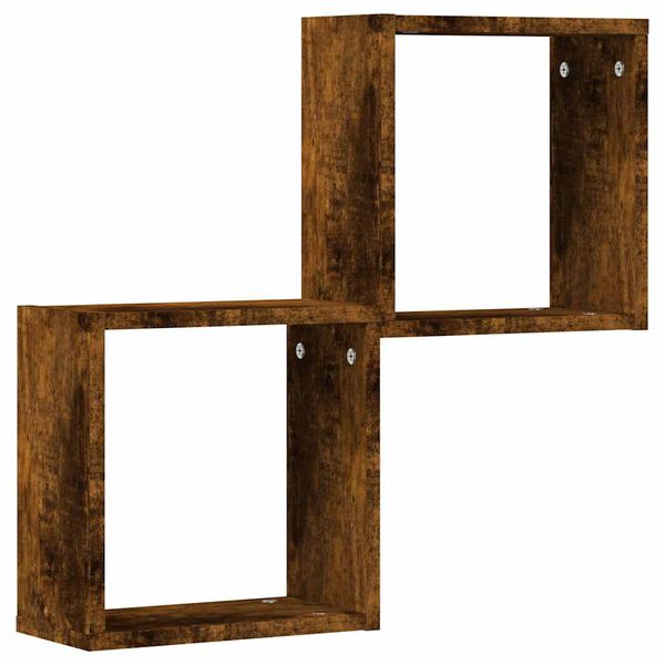 vidaXL Wall Cube Shelves 2 pcs Smoked Oak 30x15x30 cm