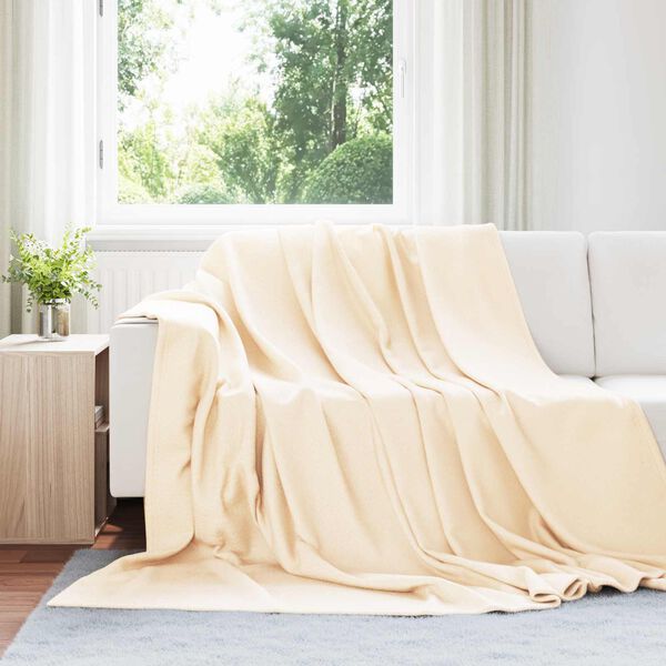 vidaXL Throw Blanket Cream 240 x 220 cm Fleece