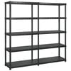 vidaXL Storage Shelf 5-Tier Black 183x45.7x185 cm Plastic