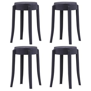 vidaXL Stackable Stools 4 pcs Black Plastic