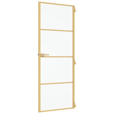 vidaXL Interior Door Slim Golden 76x201.5 cm Tempered Glass and Aluminium