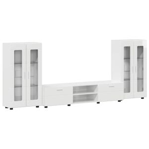 vidaXL TV Cabinet Set FLORIN 3 pcs High Gloss White Engineered Wood