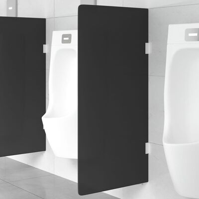 vidaXL Wall-mounted Urinal Privacy Screen Black 90x40 cm Tempered Glass