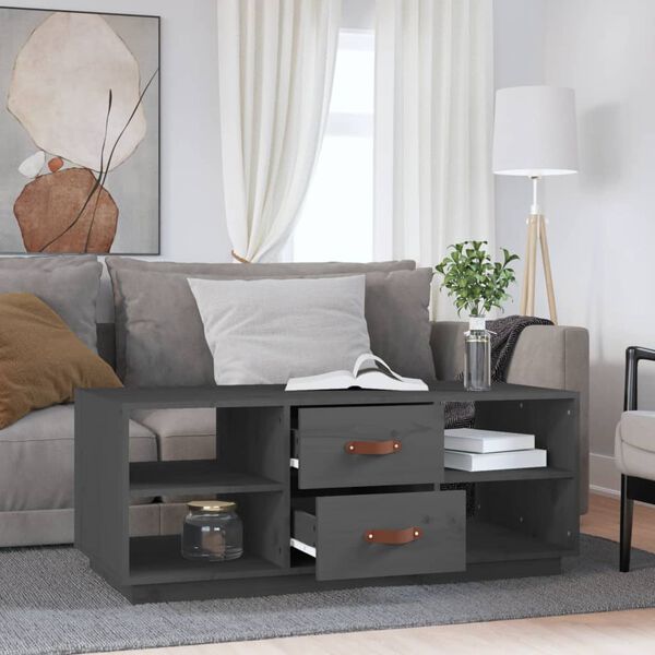 vidaXL Coffee Table Grey 100x50x41 cm Solid Wood Pine