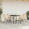 vidaXL 5 Piece Garden Dining Set Brown Poly Rattan Glass