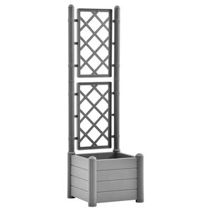vidaXL Garden Planter with Trellis 43x43x142 cm PP Stone Grey