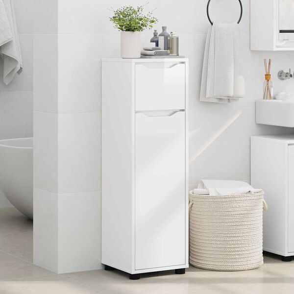 vidaXL Bathroom Cabinet with Shelf High Gloss White 30.5 x 30 x 101 cm