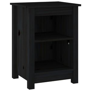 vidaXL Bedside Cabinet Black 40x35x55 cm Solid Wood Pine