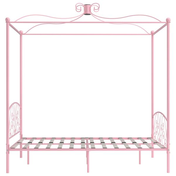 vidaXL Canopy Bed Frame without Mattress Pink Metal 120x200 cm
