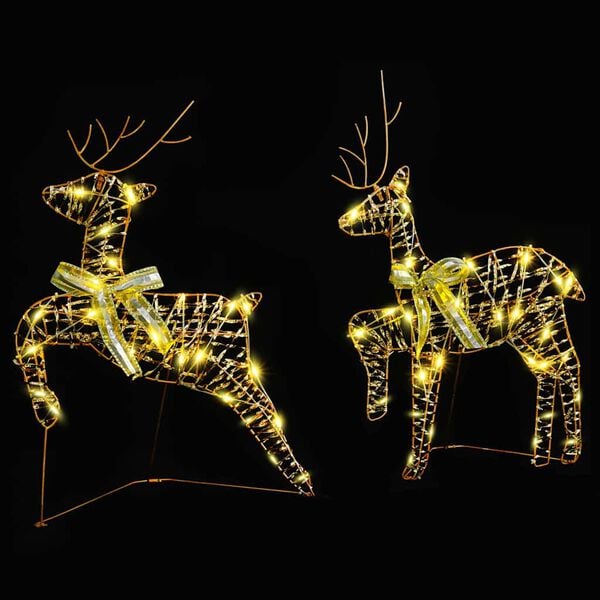 vidaXL LED Reindeers with 40 LEDs 2 pcs Warm White PET