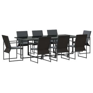vidaXL Garden Dining Set 9 pcs Black Steel