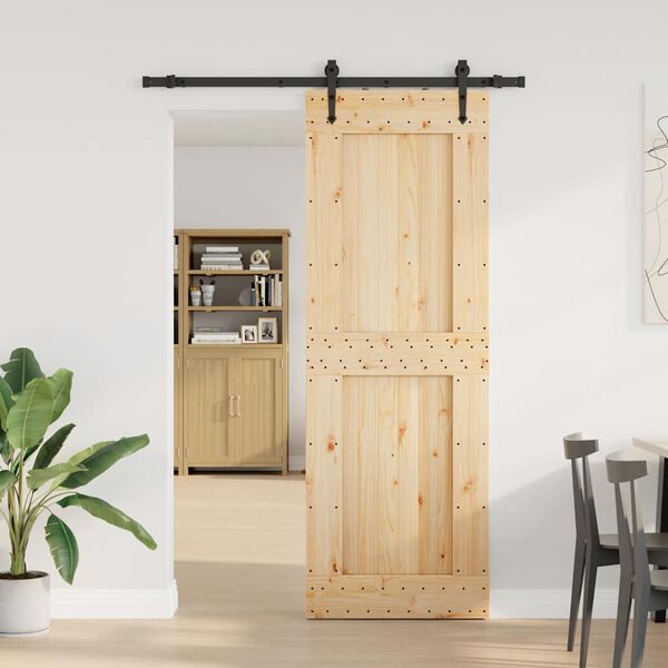 vidaXL Sliding Door with Hardware Set 80x210 cm Solid Wood Pine