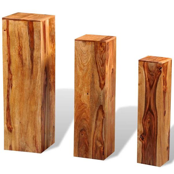vidaXL 3 Piece Plant Stands Solid Acacia Wood Brown