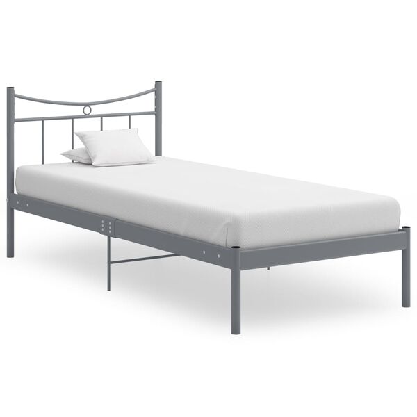 vidaXL Bed Frame without Mattress Grey Metal 100x200 cm