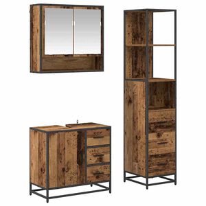 vidaXL Bathroom Furniture Set 3 pcs Old Wood Engineered Wood