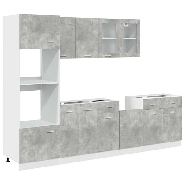 vidaXL 7 Piece Kitchen Cabinet Set Lyon Concrete Grey Engineered Wood