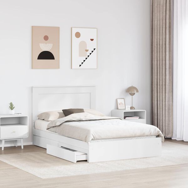 vidaXL Storage Bed with Headboard White 120 x 200 cm Engineered Wood
