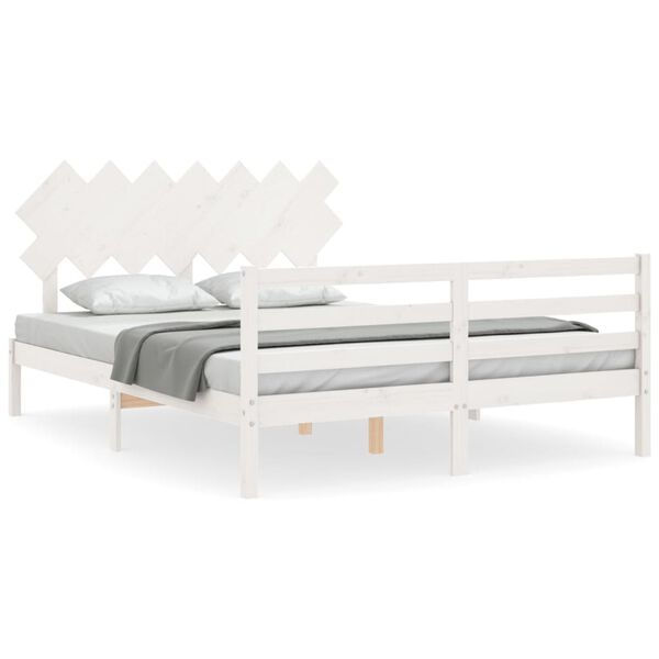 vidaXL Bed Frame without Mattress White 140x200 cm Solid Wood