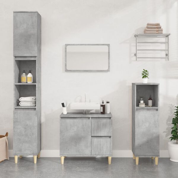 vidaXL 2 Piece Bathroom Furniture Set Concrete Grey Engineered Wood
