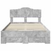 vidaXL Bed Frame Concrete Grey 135 x 190 cm Engineered Wood
