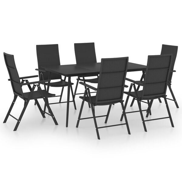 vidaXL 7 Piece Garden Dining Set Black