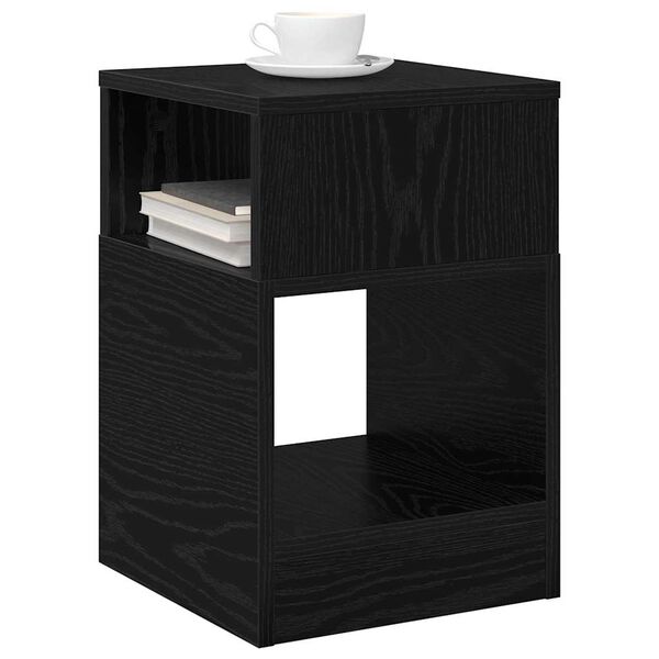vidaXL End Table Black Oak 30.5 x 30 x 45 cm Engineered Wood