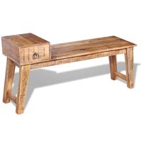 vidaXL Bench with Drawer Solid Mango Wood 120x36x60 cm