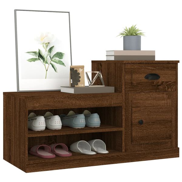 vidaXL Shoe Cabinet Brown Oak 100x42x60 cm Engineered Wood