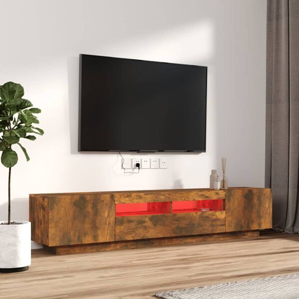 vidaXL 2 Piece TV Cabinet Set with LED Lights Smoked Oak Engineered Wood