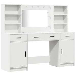 vidaXL Dressing Table Set with LED 3 pcs White 158.5 x 41 x 135 cm
