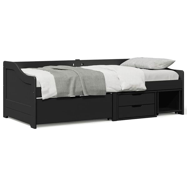 vidaXL Day Bed with 3 Drawers without Mattress IRUN Black 90x200 cm