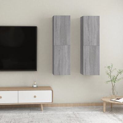 vidaXL Wall-mounted TV Cabinets 2 pcs Grey Sonoma 30.5x30x110 cm