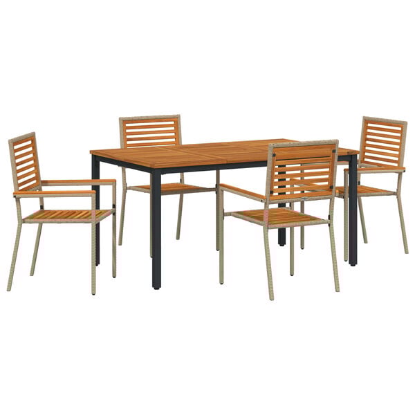 vidaXL Garden Dining Set 4 pcs Beige Poly Rattan
