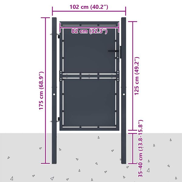 vidaXL Garden Gate Steel 100x125 cm Anthracite