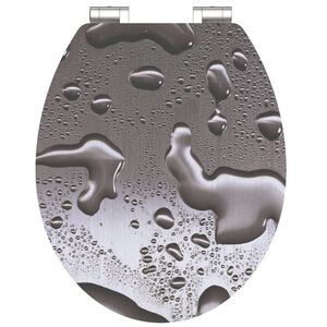 SCH&Uuml;TTE High Gloss Toilet Seat with Soft-Close GREY STEEL MDF