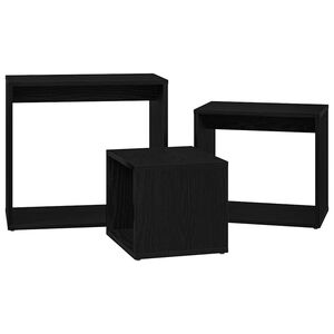 vidaXL Nesting Table 3 pcs Black Oak 55 x 30 x 50 cm Engineered Wood