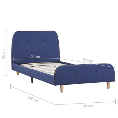 vidaXL Bed Frame Blue Fabric 90x190 cm Single