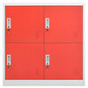 vidaXL Locker Cabinets 5 pcs Light Grey and Red 90x45x92.5 cm Steel