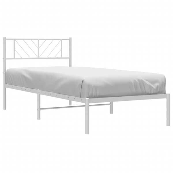 vidaXL Metal Bed Frame without Mattress with Headboard White 90x200cm