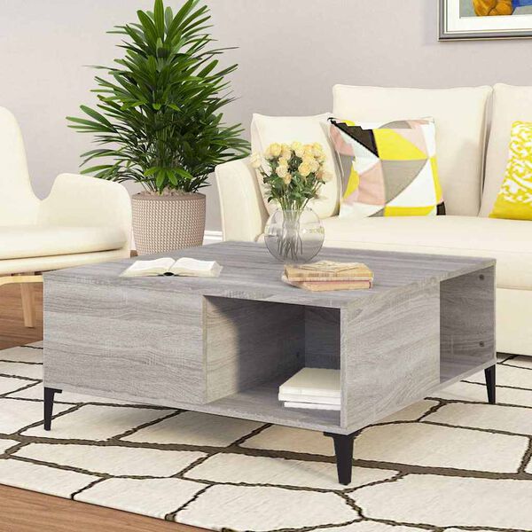 vidaXL Coffee Table Grey Sonoma 80x80x36.5 cm Engineered Wood