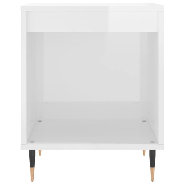 vidaXL Bedside Cabinet High Gloss White 40x35x50 cm Engineered Wood