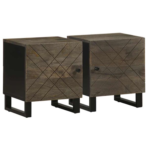 vidaXL Bedside Cabinets 2 pcs Black 40x33x46 cm Solid Wood Mango