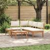 vidaXL Garden Bench Set with Cushion 4 pcs Brown and Cream